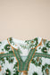 Green Plus Size Floral Printed Contrast Patchwork Detail Tassel Tie 3/4 Sleeve Blouse