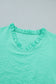 Mint Green Frilled V Neck Flower Embroidered Puff Sleeve Textured Blouse