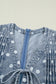 Sky Blue Polka Dot Print Tie V Neck Pleated Loose Denim Romper