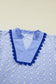 Pink Eyelet Embroidered Flower Texture Contrast Lace Trim Flutter Sleeve Blouse