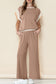 Dark Green Color Block Detail Casual Two-piece Set