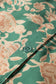 Green Floral Print Pleated Buttoned V Neck Short Sleeve Blouse