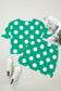 Green Polka Dot Print Cropped Tee Bodycon Skort 2pcs Set