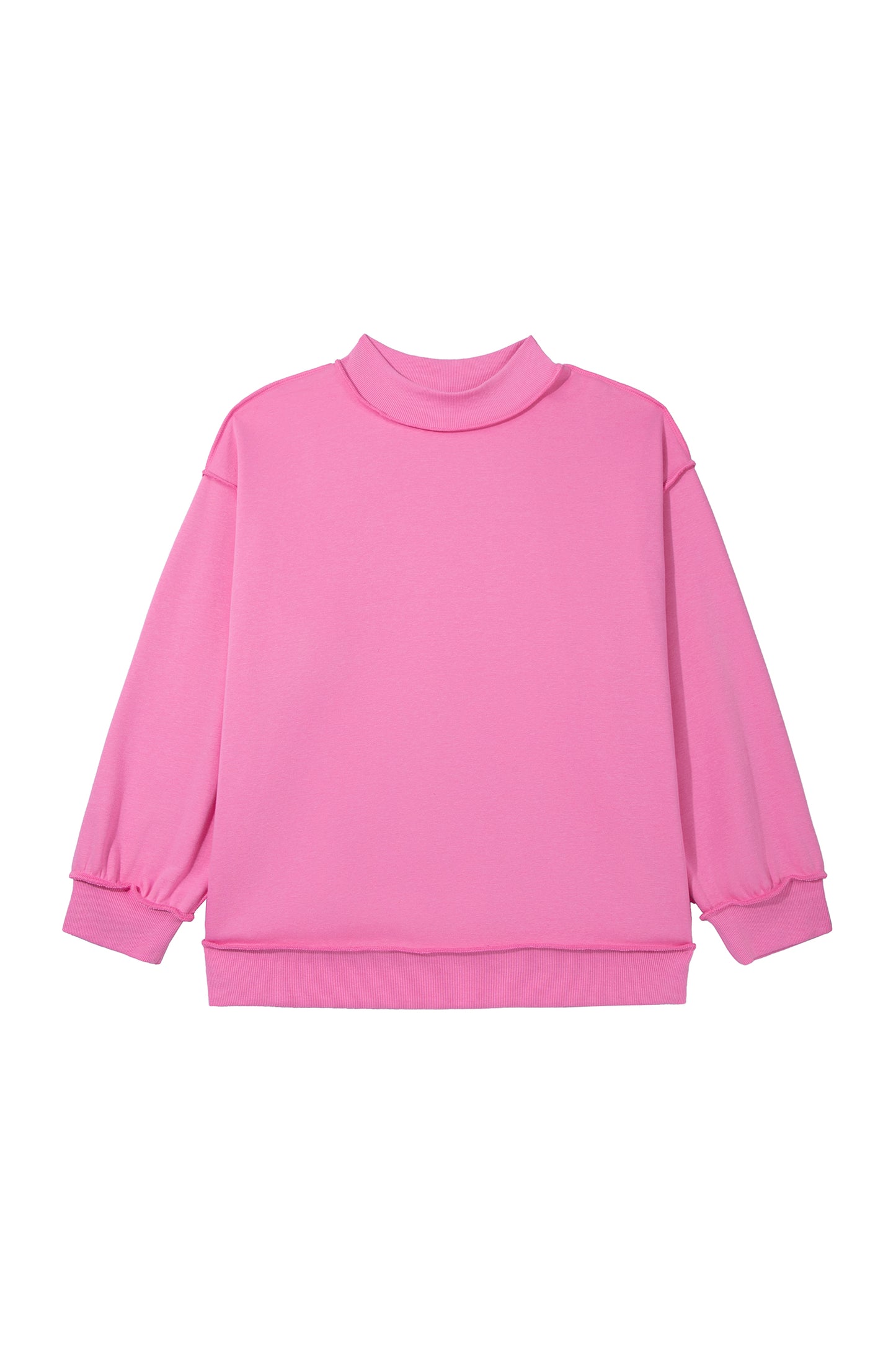 Bright Pink Exposed Seam Detail Reversible Double Wear Plus Size Sweatshirt