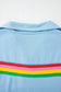 Sky Blue Rainbow Colorblock Collared Short Sleeve Top 2 Piece Shorts Set