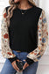 Khaki Leopard Puff Sleeve Patchwork Top