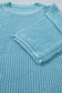 Mist Blue Exposed Seam Detail Half Sleeve Loose Sweater