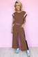 White Color Block Detail Casual Two-piece Set