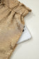 Gold Metallic Luster Tie Elastic Waist Cuffed Hem Shorts