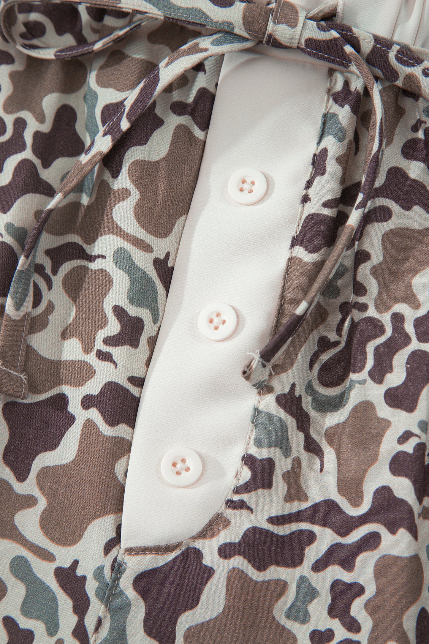 Khaki Camouflage Print Ruffle Boxer Shorts