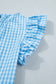 Sky Blue Knot Back Ruffled Short Sleeve Gingham Maxi Dress