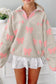 Gray Bow Sherpa Quarter Zip Drop Shoulder Baggy Sweatshirt