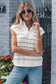 White Stripe Color Block Zip V Neck Sleeveless Top