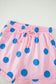 Pink Polka Dot Print V Neck Tee Short Set