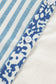 Sky Blue Leopard Striped Patchwork Casual Plus Shirt