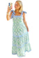 Pink Geometric Floral Print Striped Patchwork Detail Sleeveless Dress
