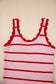 Rose Stripe Striped Scalloped Edge U Neck Sleeveless Sweater Vest