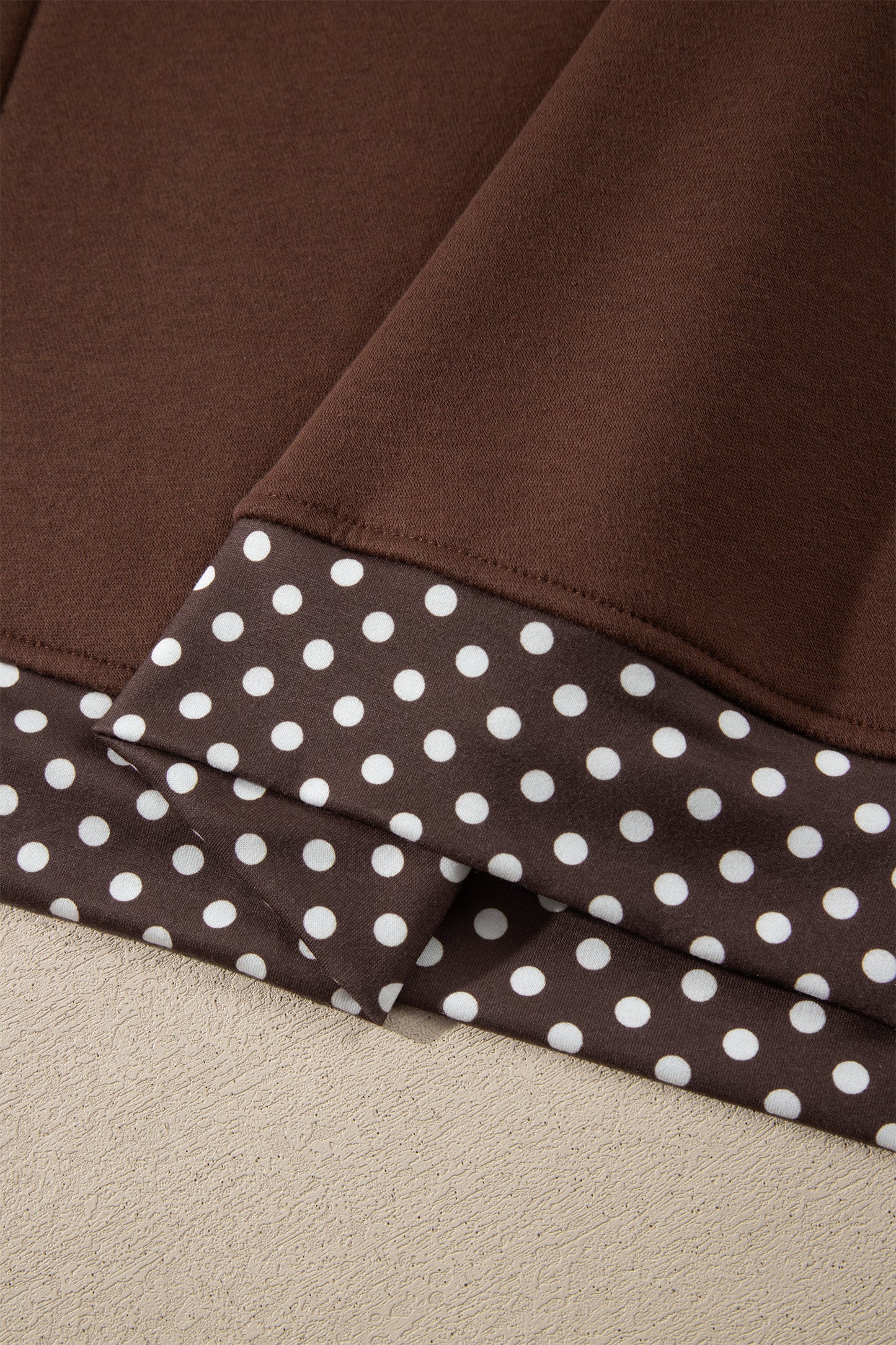 Brown Colorblock Polka Dot Contrast Trim Oversized Sweatshirt