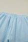 Pink Stripe Cuffed Sleeve Contrast Mock Neck Tee Casual 2pcs Short Set