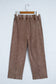 Coffee Mineral Wash Seam Detail Elastic Waist Barrel Pants