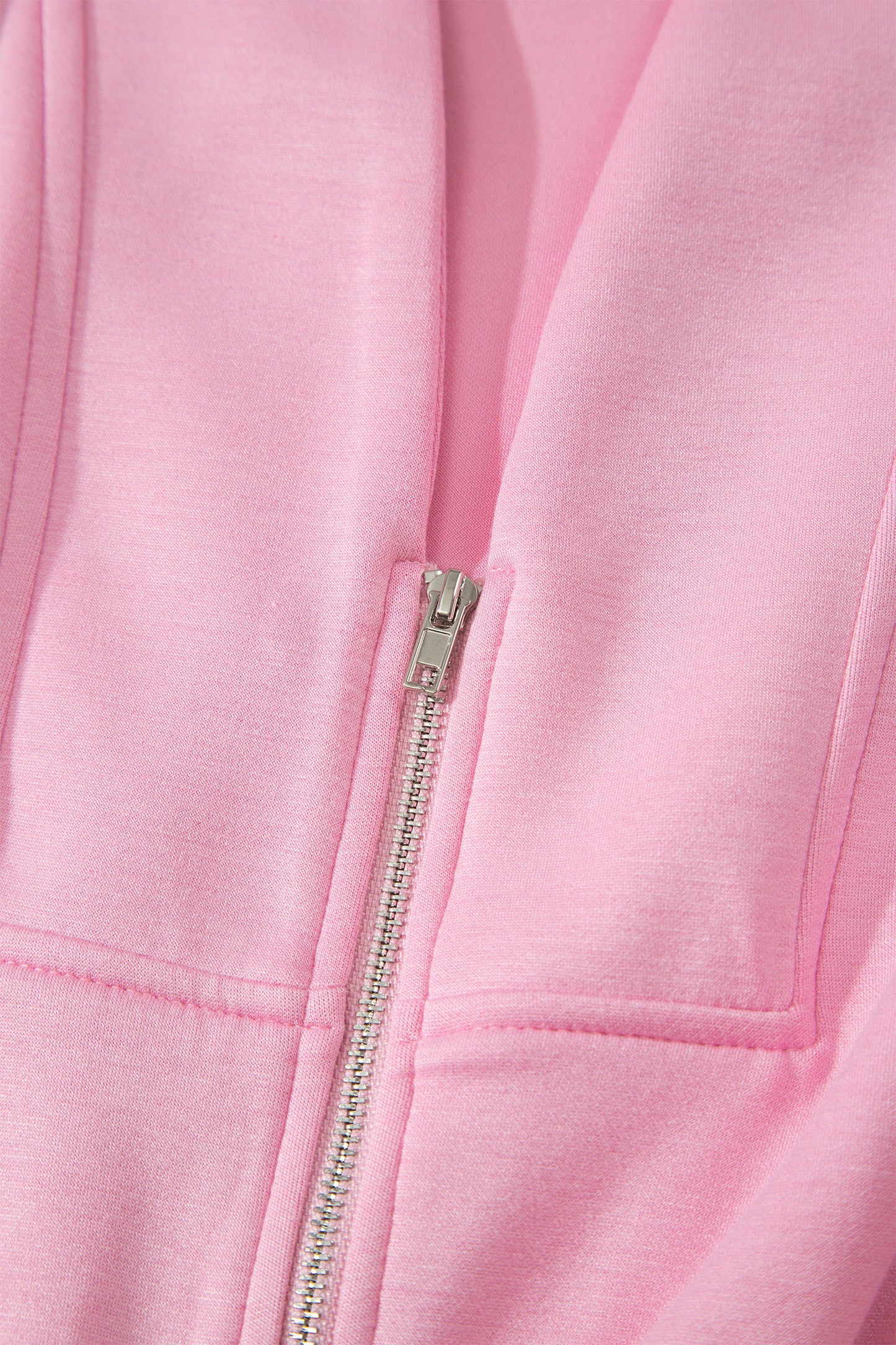 Pink V Neck Sleeveless Double Zip Shift Midi Dress