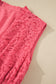 Coral Floral Lace Overlay Zip Up V Neck Smocked Waist Sleeveless Dress