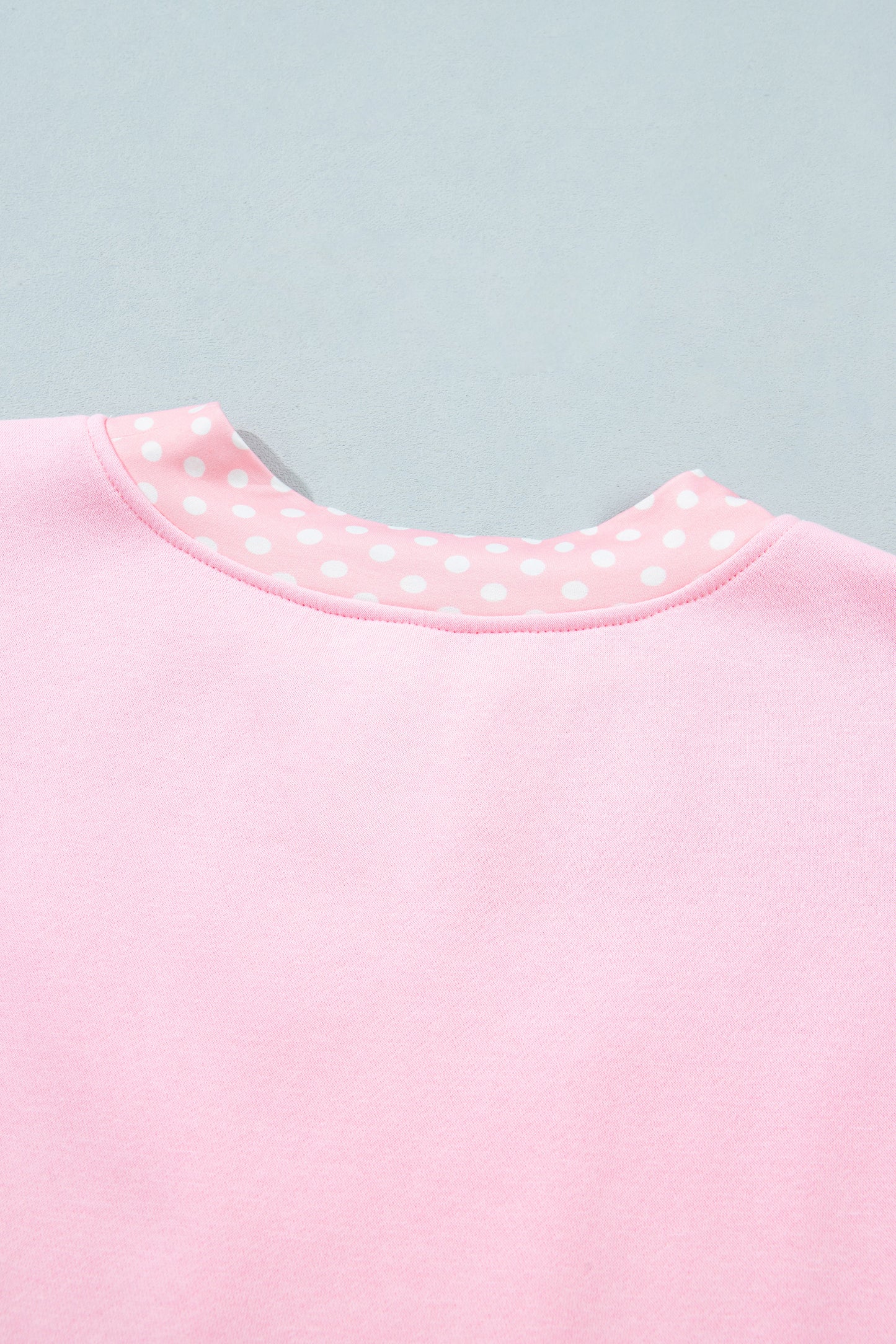 Brown Colorblock Polka Dot Contrast Trim Oversized Sweatshirt