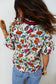 Multicolour Contrasted V Neckline Floral Puff Short Sleeve Blouse
