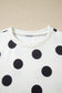 White Polka Dot Short Sleeve Top Casual Skort 2pcs Outfit