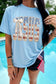 Light Blue Patriotic JESUS Letter Print Shift T Shirt