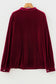 Evergreen Asymmetric Button Keyhole Neck Long Sleeve Velvet Blouse