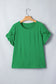 Sea Green Solid Color Ruffle Trim Short Sleeve Blouse