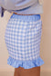 Red Gingham Print Ruffle Striped Detail Lace Tie Shorts