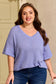 Wisteria V Neck Short Sleeve Plus Size Waffle Knit Top