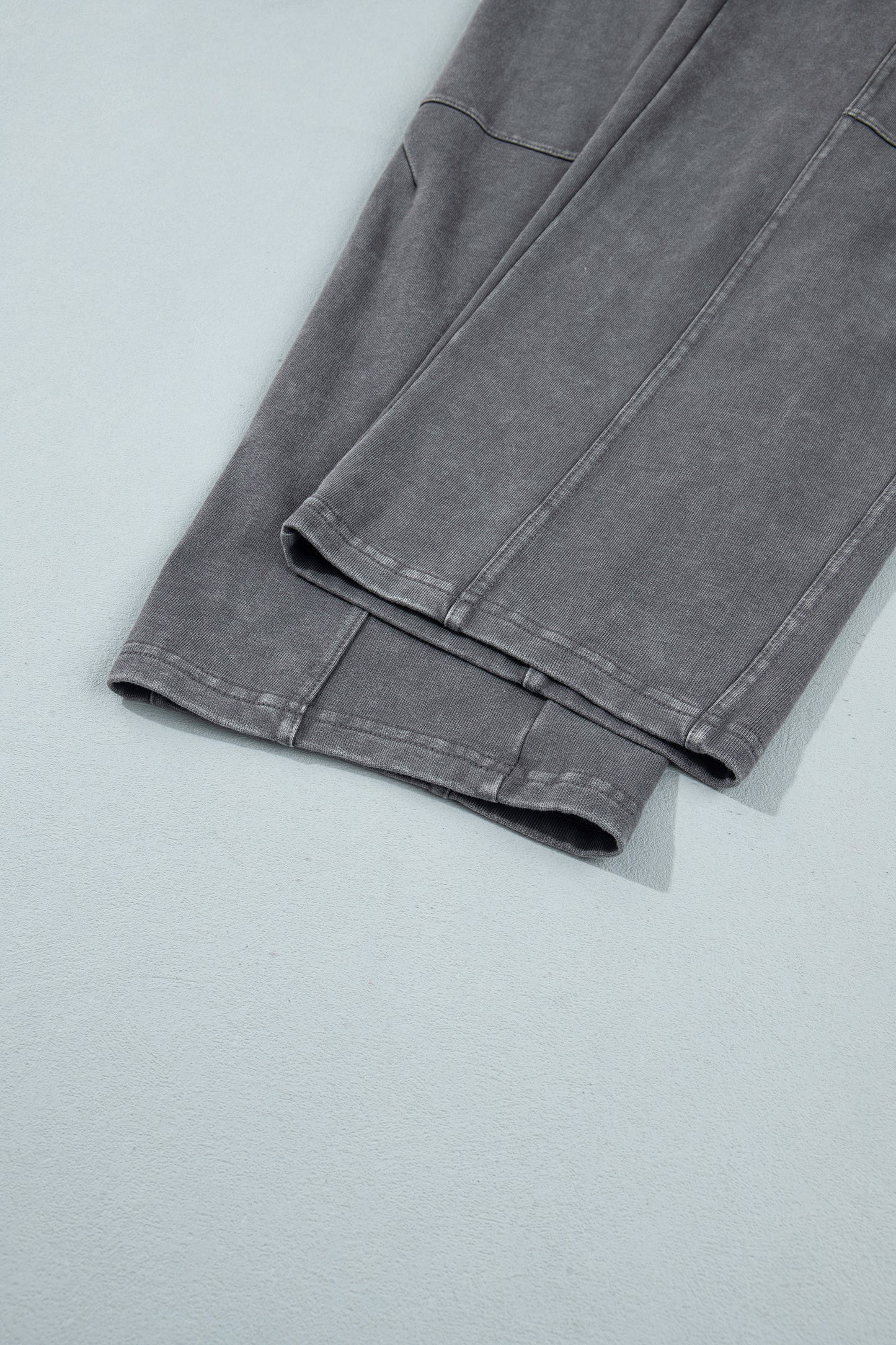 Carbon Grey Mineral Wash Seam Detail Elastic Waist Barrel Pants