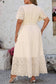 Apricot Plus Size V Neck Lacy Embroidery Patchwork Short Sleeve Maxi Dress