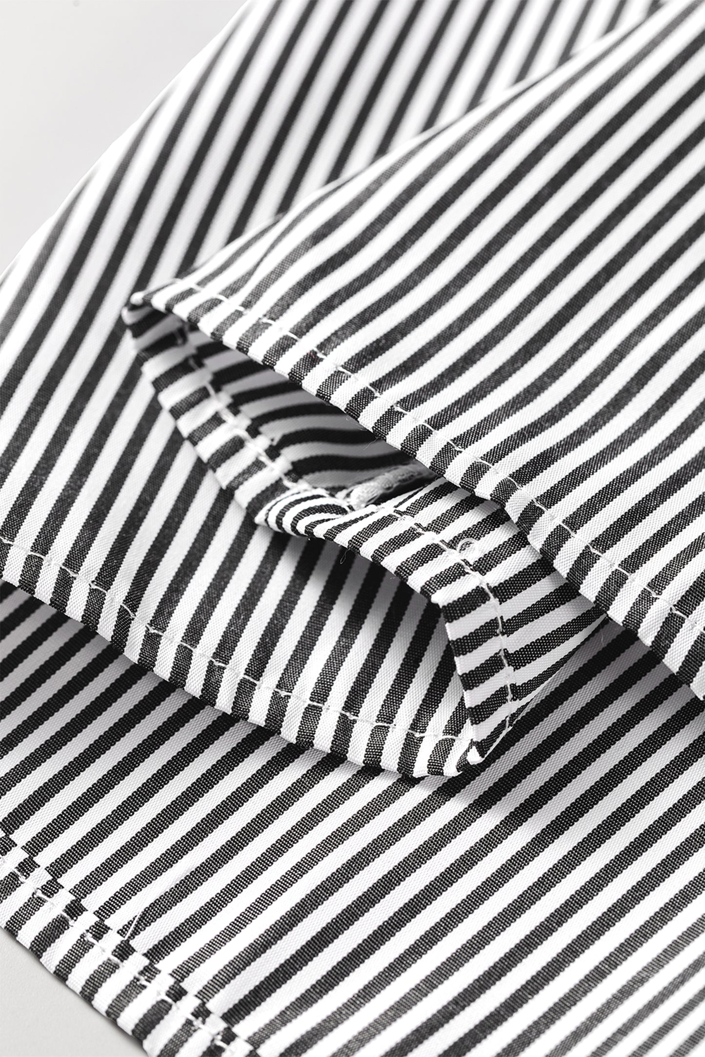 Black Stripe Striped Ruffle Sleeve Short Sleeve Round Neck Casual Shift Blouse