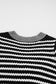 Sky Blue Stripe Short Sleeve Knit V Neck Bow Knot Sweater