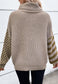 Striped & Checkered Turtleneck Dropped Shoulder Sweater