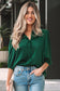 Fiery Red Solid Color Frilled V Neck Bow Detail 3/4 Sleeve Blouse