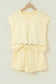 Yellow Cream Solid Color Tee Drawstring Shorts Comfy 2pcs Set