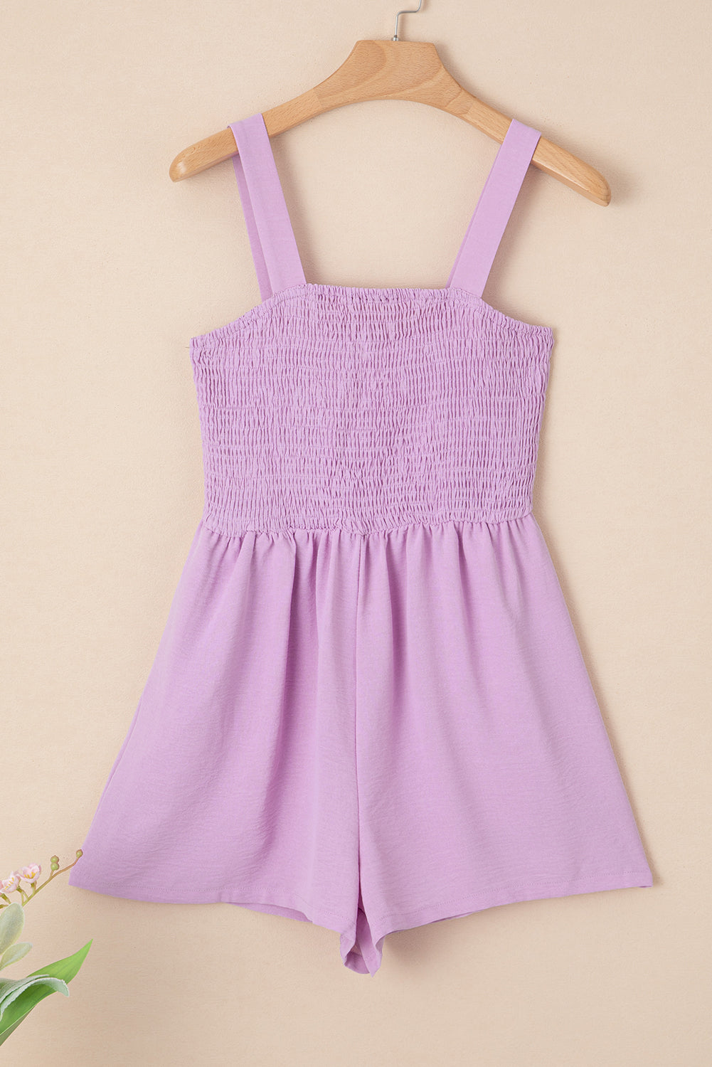 Green Casual Pocketed Smocked Sleeveless Romper