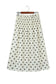 Beige Stripe Polka Dot Print Smocked High Waist Long Skirt