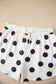 Sky Blue Polka Dot Print Drop Shoulder Pullover Drawstring Shorts Set