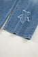 Stone Blue Star Patchwork Cropped Wide Leg High Waist Jeans