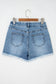 Dusk Blue Western Embroidery Stud Denim Shorts Summer Daily Wear