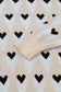 Parchment Geometric Heart Print Ribbed Trim Loose Sweater