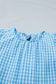 Sky Blue Knot Back Ruffled Short Sleeve Gingham Maxi Dress