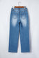 Myosotis Acid Washed Straight Leg Full Length Casual Jeans