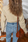 Beige Button Front Cropped Cardigan Sweater